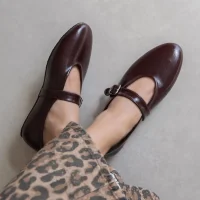 Jin Kadın Kırışık Deri Babet Bordo