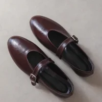 Jin Kadın Kırışık Deri Babet Bordo