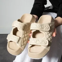 Kapitone Cırtlı Ev Dış Mekan Kadın Terlik – Bej