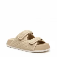 Kapitone Cırtlı Ev Dış Mekan Kadın Terlik – Bej