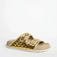 Kapitone Tokalı Ev Dış Mekan Kadın Terlik – Altın