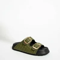 Kapitone Tokalı Ev Dış Mekan Kadın Terlik – Haki