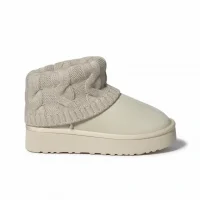 Kazaklı Süet Kalın Taban Kışlık İçi Kürklü Kadın Bot - Bej