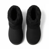 Kazaklı Süet Kalın Taban Kışlık İçi Kürklü Kadın Bot - Siyah