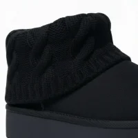 Kazaklı Süet Kalın Taban Kışlık İçi Kürklü Kadın Bot - Siyah