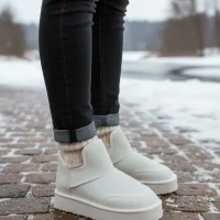 Lusso Kalın Taban Kışlık İçi Kürklü Kadın Bot - Bej