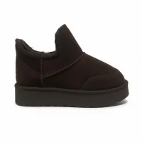 Lusso Kalın Taban Kışlık İçi Kürklü Kadın Bot - Kahve