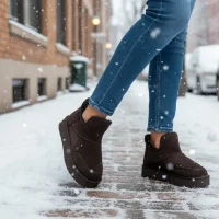 Lusso Kalın Taban Kışlık İçi Kürklü Kadın Bot - Kahve