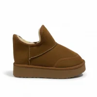 Lusso Kalın Taban Kışlık İçi Kürklü Kadın Bot - Taba