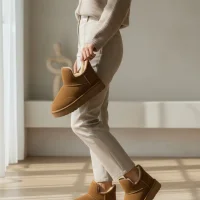 Lusso Kalın Taban Kışlık İçi Kürklü Kadın Bot - Taba