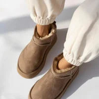 High Mini Classic Suede Womens Boots with Fur Lining - Fawn