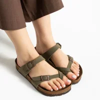 Moderno Kadın Terlik Haki – Çapraz Bant, Konforlu, Şık ve Rahat