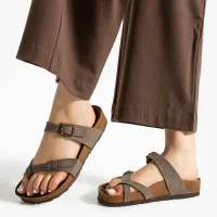 Moderno Kadın Terlik Vizon – Çapraz Bant, Konforlu, Şık ve Rahat