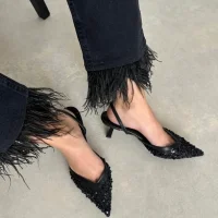 Mony Kadın Pul Detay Topuklu Ayakkabı Siyah Şık Abiye Stiletto