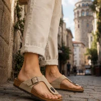 Parmak Arası Freistep Unisex Terlik – Krem