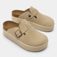 Platform Boston Yüksek Taban Terlik - Krem