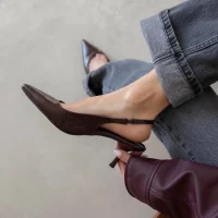 Reya Kadın Kırışık Deri Topuklu Ayakkabı Bordo