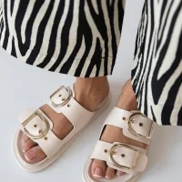 Samira Kadın Terlik Bej – Kaymaz Taban, Yazlık ve Rahat Ortopedik Model