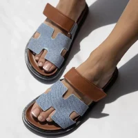 Blue Sarmes Womens Slippers - Non-Slip Sole, Comfortable Orthopedic Model for Summer and Winter Home Wear