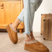 Tazzy Classic Süet Tüylü Kadın Bot - Taba