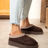 Tazzy Classic Süet Tüylü Kadın Bot - Kahve