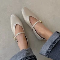 Tony Kadın Kırışık Deri Babet Bej