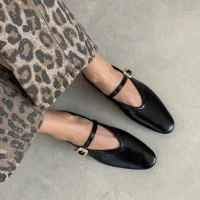 Tony Kadın Kırışık Deri Babet Siyah