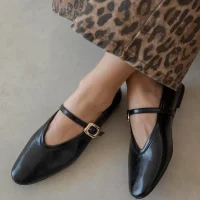 Tony Kadın Kırışık Deri Babet Siyah