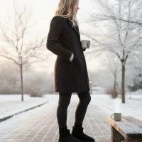 Triko Boğazlı Kalın Taban Kışlık İçi Kürklü Kadın Bot - Siyah