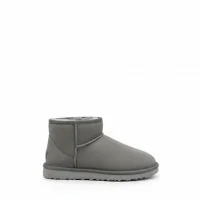 Ultra Mini Classic Suede Fur-Lined Womens Boot - Grey