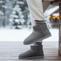 Ultra Mini Classic Suede Fur-Lined Womens Boot - Grey