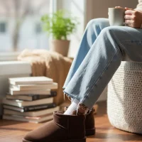 Ultra Mini Classic Süet İçi Kürklü Kadın Bot - Kahve