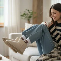 Ultra Mini Classic Süet İçi Kürklü Kadın Bot - Krem