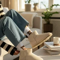 Ultra Mini Classic Süet İçi Kürklü Kadın Bot - Krem