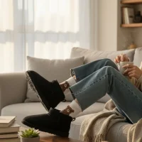 Ultra Mini Classic Süet İçi Kürklü Kadın Bot - Siyah