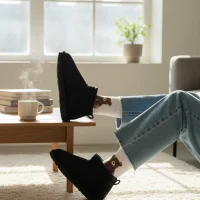 Ultra Mini Classic Süet İçi Kürklü Kadın Bot - Siyah