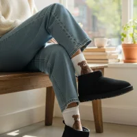 Ultra Mini Classic Süet İçi Kürklü Kadın Bot - Siyah