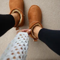 Ultra Mini Classic Süet İçi Kürklü Kadın Bot - Taba