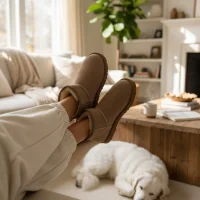 Ultra Mini Classic Suede Fur-Lined Womens Boot - Beige