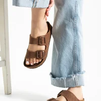 Fuga Comfort Unisex Buckled Slippers - Tabacco