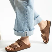 Fuga Comfort Unisex Buckled Slippers - Tabacco