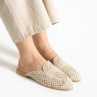 Velora Kadın Hasır Örgü Terlik – Bej Zarafeti