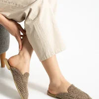 Velora Kadın Hasır Örgü Terlik – Kahve Zarafeti