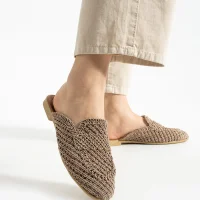 Velora Kadın Hasır Örgü Terlik – Kahve Zarafeti