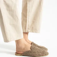 Velora Kadın Hasır Örgü Terlik – Kahve Zarafeti