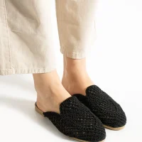 Velora Kadın Hasır Örgü Terlik – Siyah Zarafeti