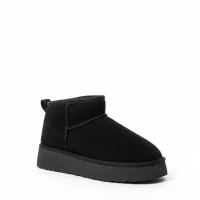 High Mini Classic Suede Fur-Lined Womens Boots - Black
