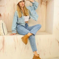 Yüksek Mini Classic Süet İçi Kürklü Kadın Bot - Taba