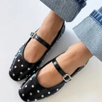 Zımp Kadın Drop Detay Deri Babet Siyah