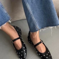 Zımp Kadın Drop Detay Deri Babet Siyah